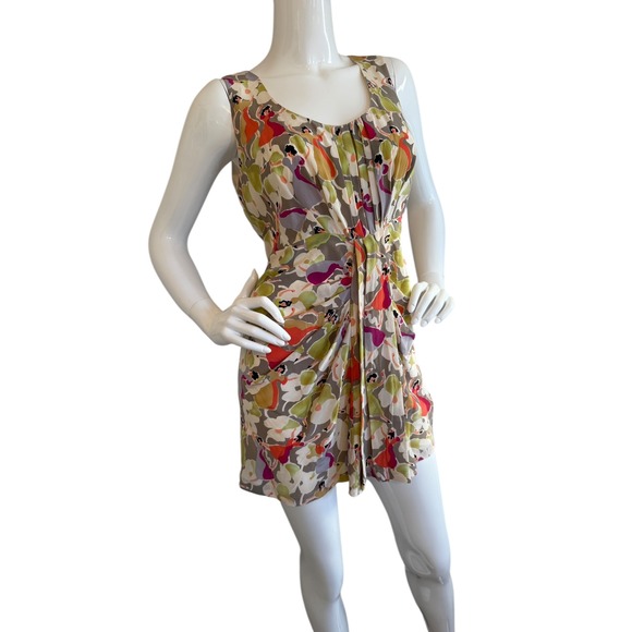 Ted Baker Silk Ruched Sheath Dress Sz 2 Dancing Ladies - Picture 7 of 15